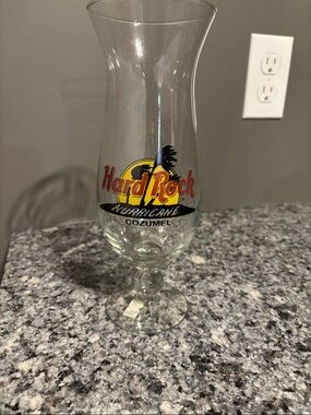 Hard Rock Cozumel Hurricane Glass - Clear with Red & Yellow Logo